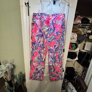 NWT Lilly Pulitzer Women's Size 6 Galley Pants Tiki Pink Cabana Crazed